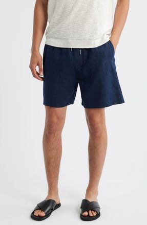 Nn.07 1454 Gregor Linen Drawstring Shorts in Navy Blue at Nordstrom, Size X-Large