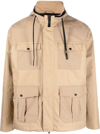 Herno panelled hooded field jacket - men - Cotton/Polyamide/Polyester - 48 - Brown