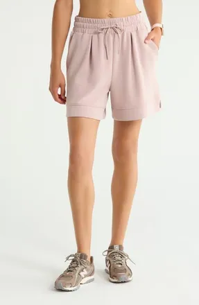 Zella Soft Luxe High Waist Knit Shorts in Pink Fawn at Nordstrom, Size Xx-Large