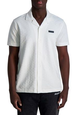 Karl Lagerfeld Diamond Knit Camp Shirt in White at Nordstrom Rack, Size Small