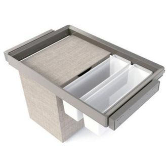 Emuca Emuca Kit De 2 Bandejas Auxiliares, 1 Cesto Y Bastidor Regulable Quartz Para Armarios, Gu&iacute;as De Cierre Suave Y Extracci&oacute;n Total, M&oacute;dulo 80cm, Acabado 
