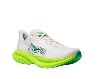 Hoka One One Laufschuh HOKA ONE ONE MACH 6, Herren, Gr. 42, wei&szlig;, neon lime, Synthetik, Textil, mehrfarbig, Schuhe Laufschuh, mit Super-Critical-Foaming-Technologi