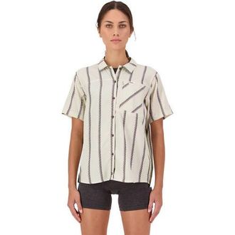 Mons Royale At Merino Short-Sleeve Shirt - Womens in Bone Stripe at Nordstrom, Size X-Large