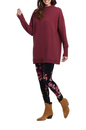 Tribal Tribal Ottoman Knit Tunic In Rubywine