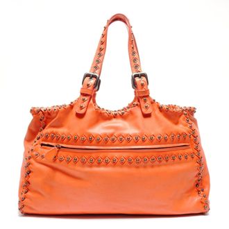 Bottega Veneta Intrecciato Orange Leather Tote Bag (Pre-Owned)