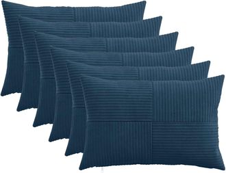 vidaXL Funda De Almohada 6 Pcs Almelo Azul Marino 30 X 50 Cm Pana Vidaxl