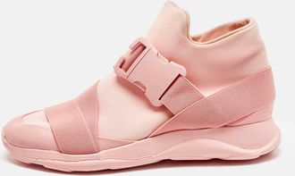 Christopher Kane Pink Leather And Neoprene Safety Buckle Sneakers