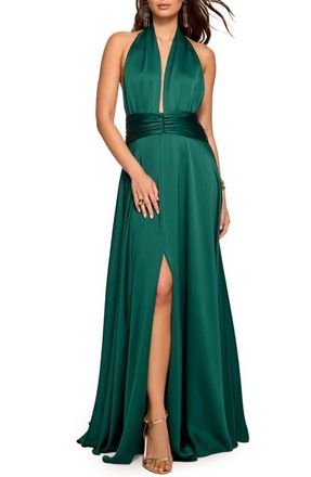 Ramy Brook Jasmine Halter Gown in Deep Emerald at Nordstrom, Size 10