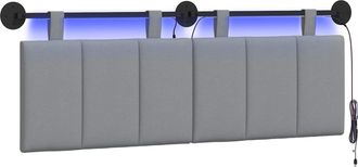 vidaXL Cabecero Colgante Con Luz Led Gris Claro Tela Vidaxl