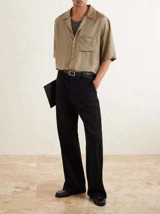 Saint Laurent Camp-Collar Printed Silk-Voile Shirt