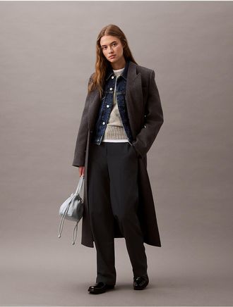 Calvin Klein Womens Refined Stretch Pinstripe Classic Trouser - Navy - 10W x RL