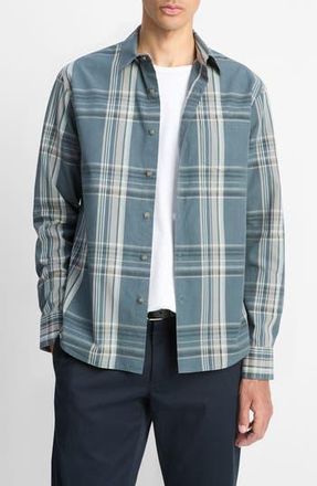 Vince Lorimer Plaid Button-Up Shirt in Harbor Blue Combo at Nordstrom Rack, Size Xx-Large