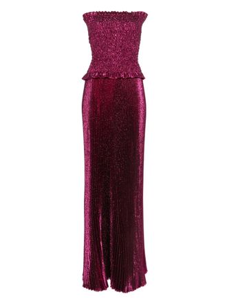 L&rsquo;Id&eacute;e Maya shirred gown - women - Polyester - 12