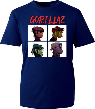 Generic Cool Gorilla Graphic T-Shirt - Band Inspired Characters Graphic Tee Cool Anime Style Art Shirt Trendy Music Fan Gift (Navy, 11 Years)