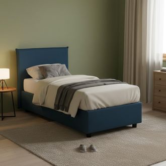 Talamo Italia Talamo Italia - Letto Singolo Aquilla, Letto Contenitore Con Rivestimento In Tessuto, 100% Made In Italy, Apertura Frontale, Con Materasso Cm 80x190 I