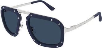Cartier Ct 0573S 002 Zonnebrillen - Heren - Zonnebrillen - Blauw - 55 MM - Accessoires