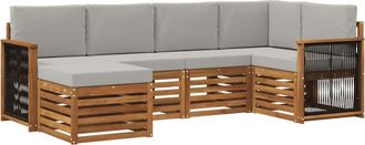 vidaXL Conjunto De Sof&aacute;s De Exterior 5 Uds. Natural Y Gris Claro Vidaxl