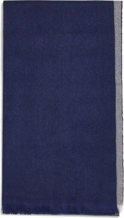 Brunello Cucinelli Luxe Cashmere Sjaal met Rafelige Randen - Heren - Wintersjaals - Blauw - ONE Size - Kasjmier - Accessoires