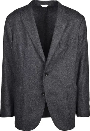 Boglioli Grey Stretch Virgin Wool-Blend Tailored Jacket