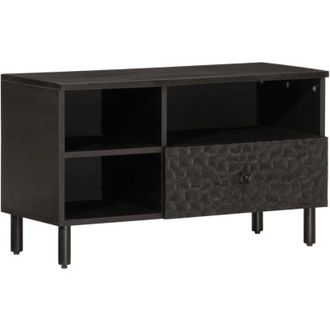vidaXL Vidaxl - Mobile Porta tv Nero 80x33x46 cm in Legno Massello di Mango