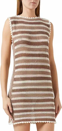 My Beachy Side Elia Hand-Crochet Mini Dress In Stone