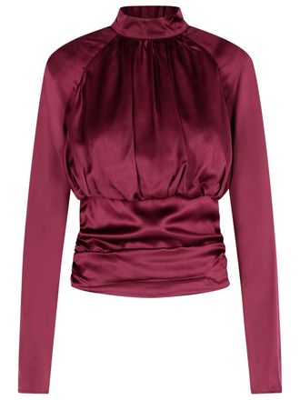 Rotate Drehen Sie Kala burgunderfarbene Seidenbluse