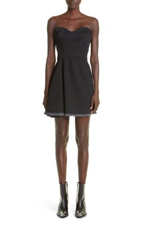 Alexander McQueen Sleeveless Denim Minidress in Black at Nordstrom, Size 2 Us