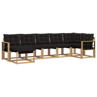 vidaXL Conjunto De Sof&aacute;s De Exterior Con Coj&iacute;n 7 Pcs Blanco Y Negro Vidaxl