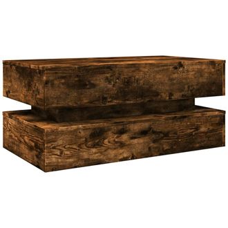 vidaXL Mesa De Centro Con Luces Led Roble Ahumado 90x50x40 Cm Vidaxl