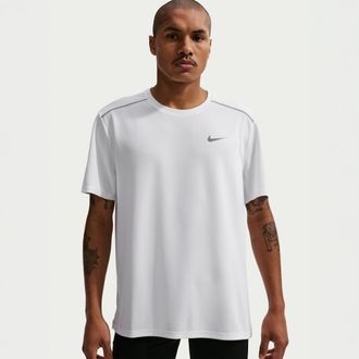 Nike Mens Miler Dri-FIT Short-Sleeve Running Top in White | IF2082-100