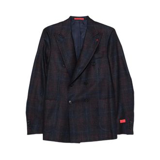 Isaia Double-breasted Checked-pattern Blazer