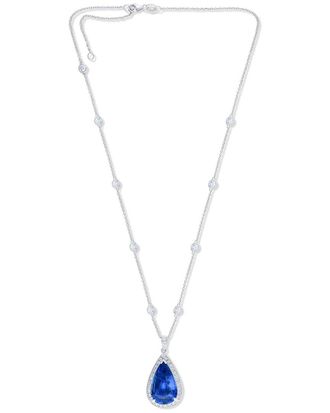 Diana M. Jewels Fine Jewelry Platinum 15.03 Ct. Tw. Diamond & Sapphire Pendant Necklace