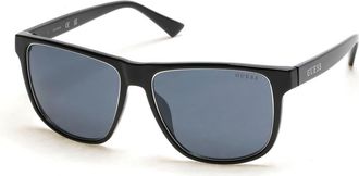 Guess 57mm Square Gradient Sunglasses in Shiny Black /Smoke Mirror at Nordstrom Rack