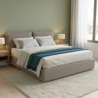 Dmora Dmora - Cama Matrimonial Ddestr, Cama Contenedor Con Revestimiento De Tela, 100% Made In Italy, Apertura Frontal, Adecuado Para Colch&oacute;n Cm 160x200, T&oacute;