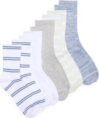 Nordstrom Rack Athleisure Varsity Assorted 5-Pack Crew Socks in Blue Stripe Multi at Nordstrom Rack