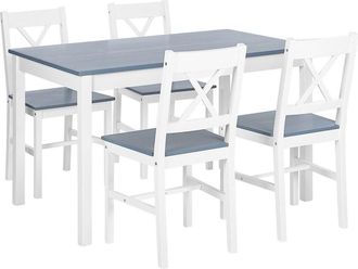 Beliani Conjunto de comedor de madera de pino 4 personas l75