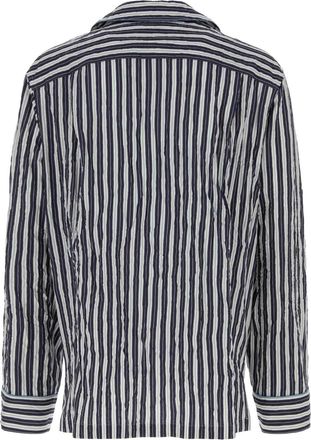 Dolce & Gabbana Mens Striped Viscose-Blend Shirt Navy Nylon Silk