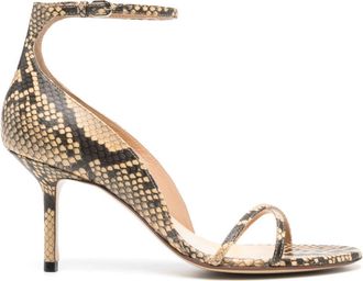 Francesco Russo 75mm snakeskin-effect leather sandals - women - Calf Leather/Calf Leather/Calf Leather - 40 - Neutrals