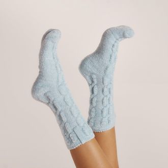 Lounge Chenille Knitted Socks - Blue - S-M