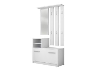 Mirjan24 Conjunto Para Recibidor Candum, Blanco, 0x0x0cm, Espejo, Aglomerado Laminado, Colocada, Montada En La Pared