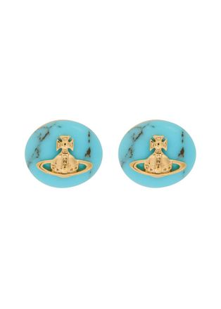 Vivienne Westwood Maude Marble orb Brass Stud Earrings - Turquoise - One Size