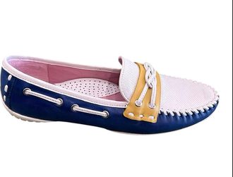Robert Zur Womens Cruz Moccasins In Sapphire/citrus/white Combo
