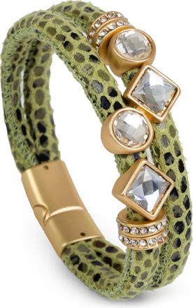 Saachi Crystal Faux Leather Bracelet in Light Green at Nordstrom Rack