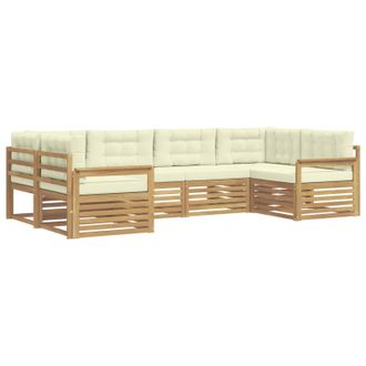 vidaXL Conjunto De Sof&aacute;s De Exterior Con Coj&iacute;n 6 Pcs Blanco Y Crema Vidaxl