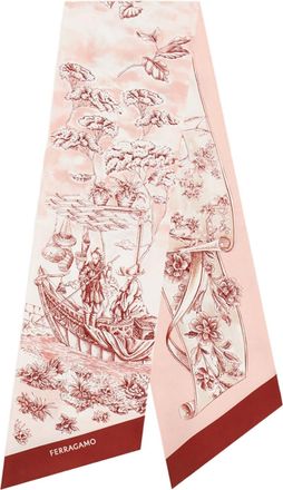 Ferragamo Pink Voyage Print Silk Bandeau