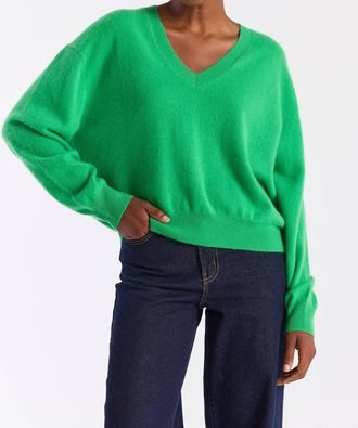 Brodie Hailey V-Neck Sweater In Spring Green