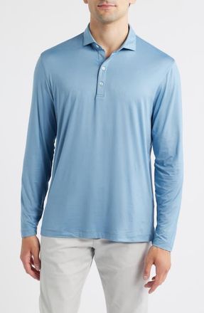 Johnnie-O Swing Long Sleeve Performance Polo in Carbon Fiber at Nordstrom, Size Xx-Large