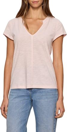 Sanctuary The New Girl Split Neck T-Shirt in Oxygen Pin at Nordstrom, Size Xx-Large
