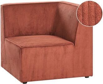 Beliani Corner Section Dark Red Corduroy 1-Seat Jumbo Cord Right Hand Sofa Module Modern Single-Seat LEMVIG