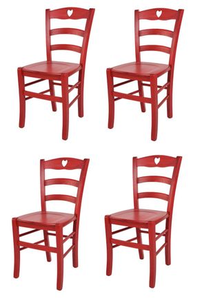 Tommychairs Tommychairs 4 Sillas Cuore En Madera De Haya Anilina Roja